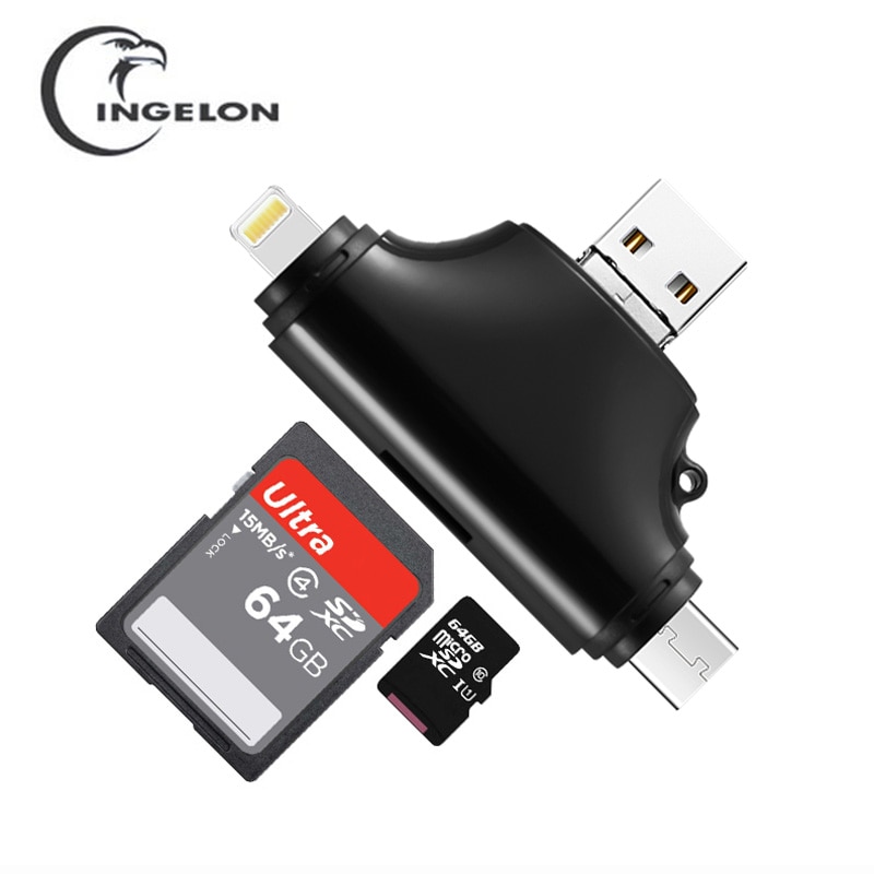 lector tarjeta sd INGELON USB 3,0 tipo C a SD adaptador Micro SD TF para accesorios de ordenador portátil OTG memoria inteligente SD lector de tarjetas para iphone lector dni electronico lector de tarjeta pendrais usb