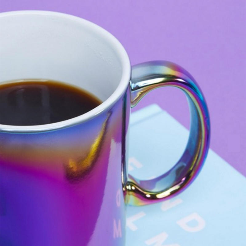 Taza De unicornio con arcoiris iridiscente, Vintage, sirena, galvanoplastia, tazona, Tazas De café Creativas, Nespresso, unicornio