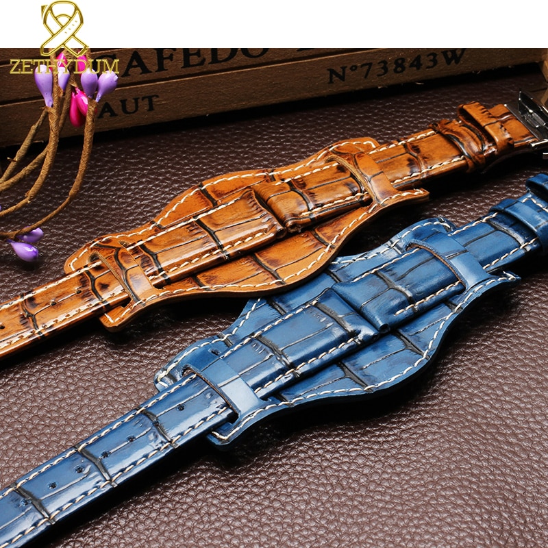 Lederen Armband 18 Mm 20 Mm 22 Mm Herstellen Van Horloge Riem Heren Horlogeband Met Mat Horloges Band Bamboe Graan polsband