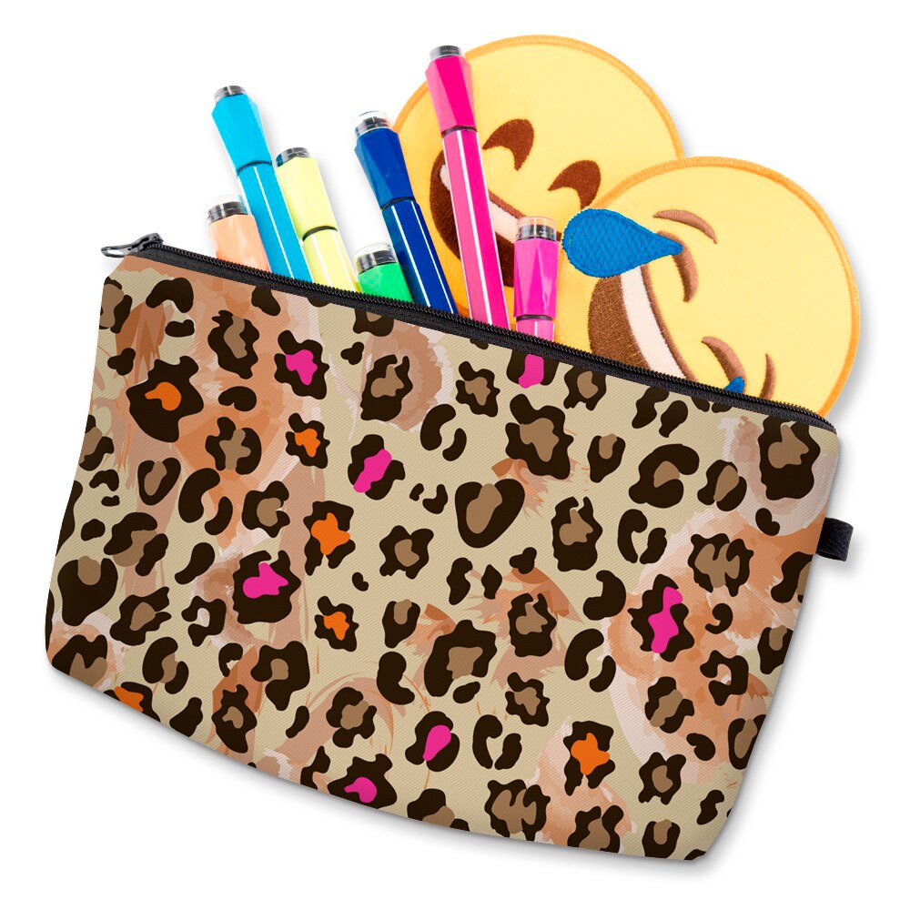 Deanfun Geel Luipaard 3D Afdrukken Kleine Cosmetische Bag Stijlvolle Zachte Schattige Wasbaar Opbergtas Make-Up Reistas 51658