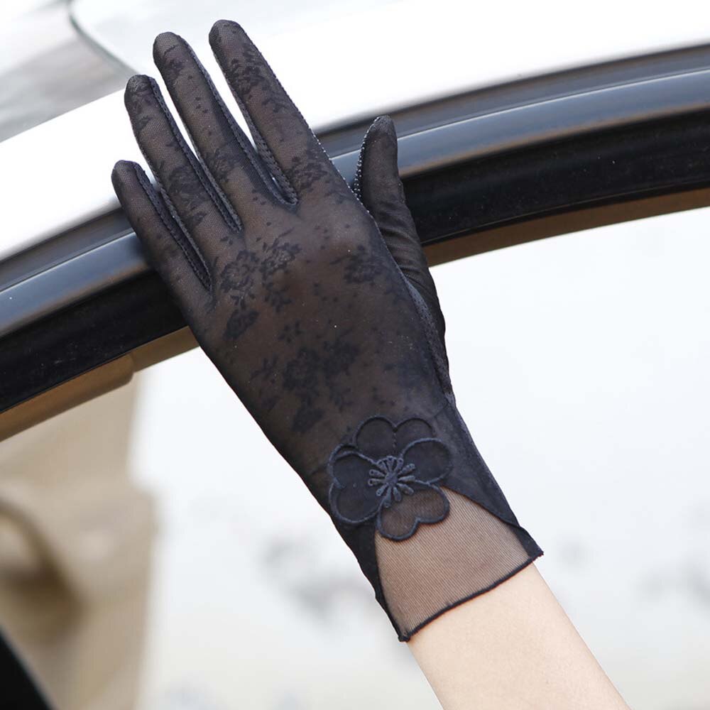 Zon Bescherming Handschoenen Vrouwelijke Zomer Uv Bescherming Dunne Gedeelte Rijden Kant Ijs Zijde Full-Vinger Handschoenen: BB
