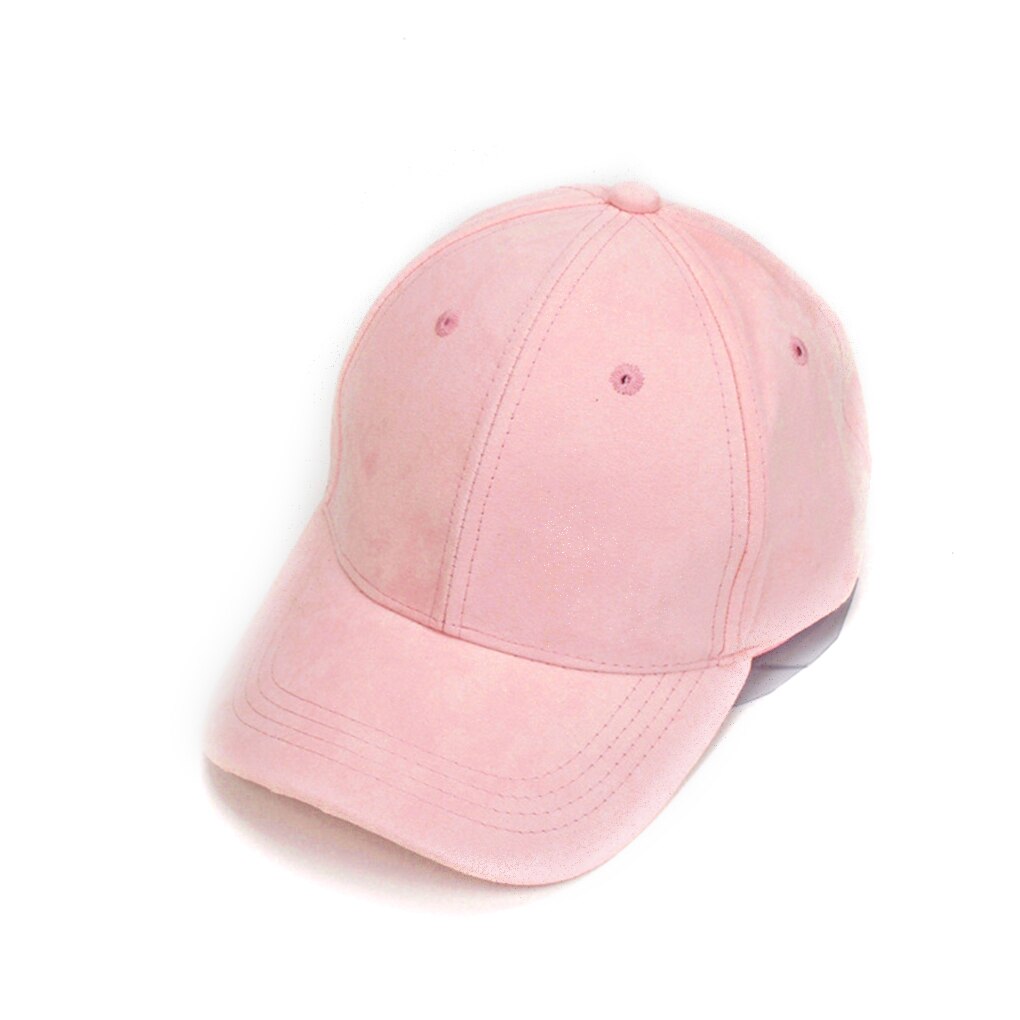 Justerbar unisex ruskind baseball cap buet randen hat ensfarvet udendørs sports hat vinter hat cap: 4