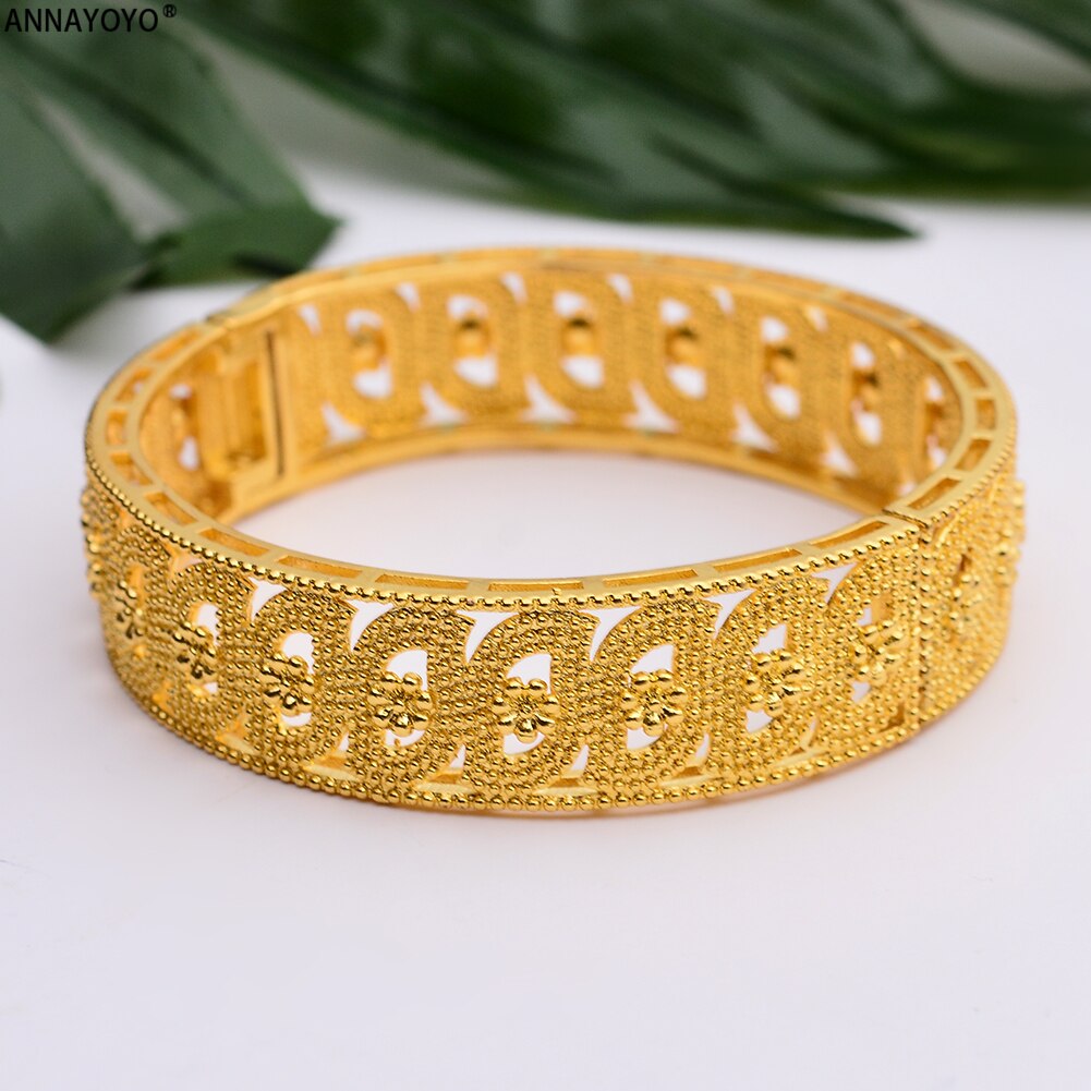 Brazalete de Dubái árabe de Oriente Medio de Annayoyo para mujer, pulsera de Oro africano, a la (4 unids/lote)