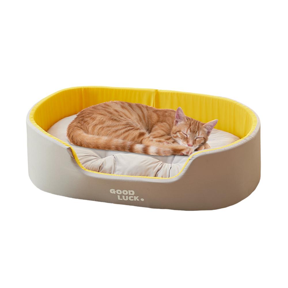Lit double face pour animaux de compagnie, canapé-lit pour chiot, coussin de couchage pour chat, accessoires pour animaux de compagnie, quatre saisons, lit pour petits et grands chiens: WHITE