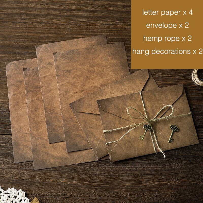 Sobres Vintage de Papel Kraft para escribir, kit de papel de carta A5 para ventana, sobres de invitación de boda, sobre de , 10 unids/set por juego: key