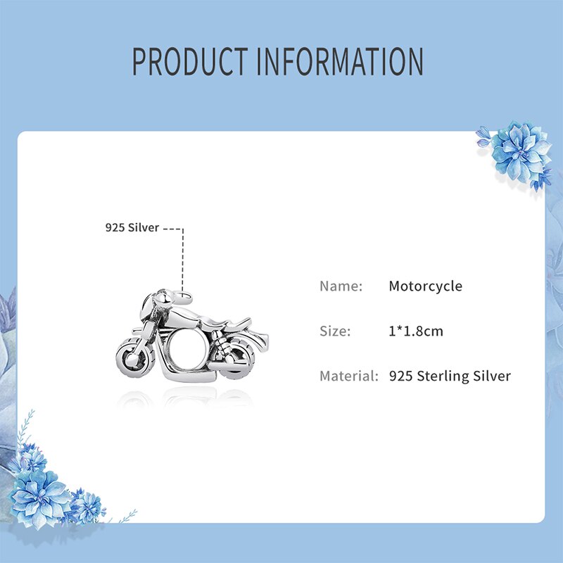 Autêntico 100% 925 prata esterlina encantos caber pulseiras originais charme motocicleta grânulos para as mulheres diy jóias finas