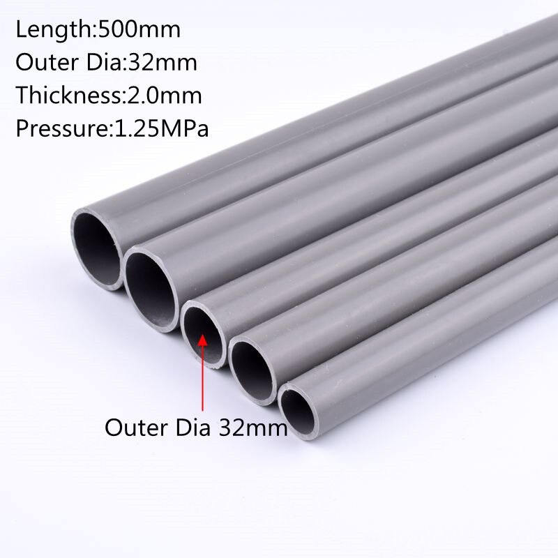 2pcs Length 50cm Outer Diameter 20~63mm PVC Grey Pipe Aquarium Fish Tank Tube Garden Irrigation Watering Fittings 50cm Long: Inner Dia32mm