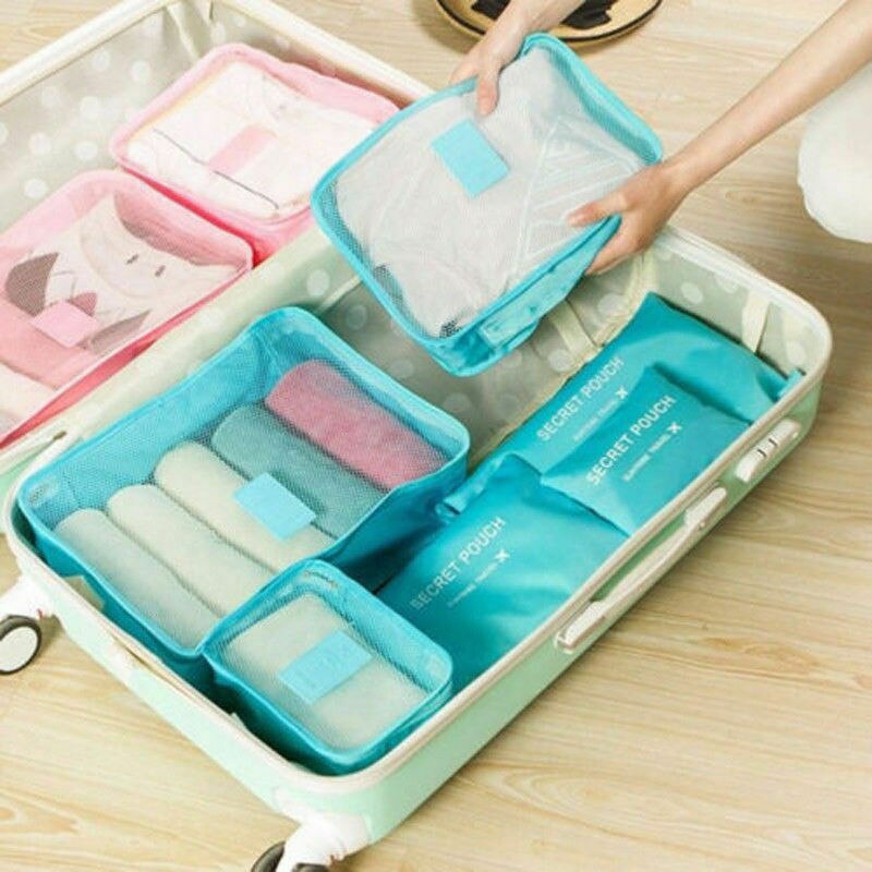 6 Stuks Reizen Kleding Opslag Zakken Waterdichte Draagbare Bagage Organizer Pouch Verpakking Kubus 8 Kleuren