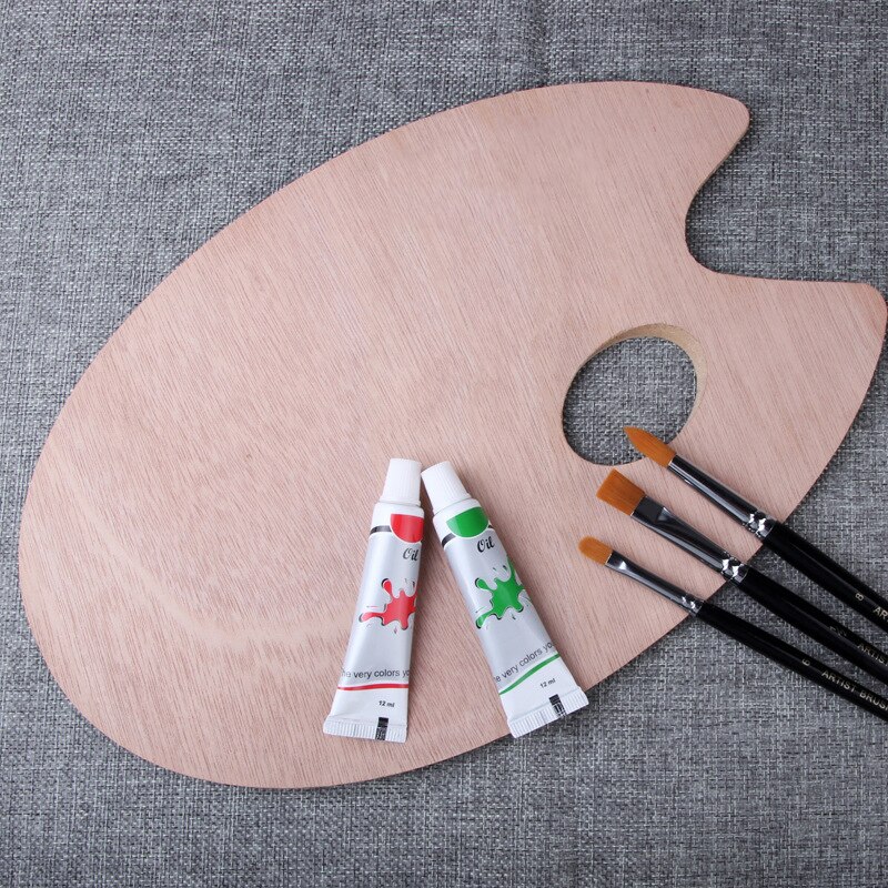 Elíptica pintado de madera de paleta de pintura gouache acrílico pigmento estudiante principiante suministros de arte