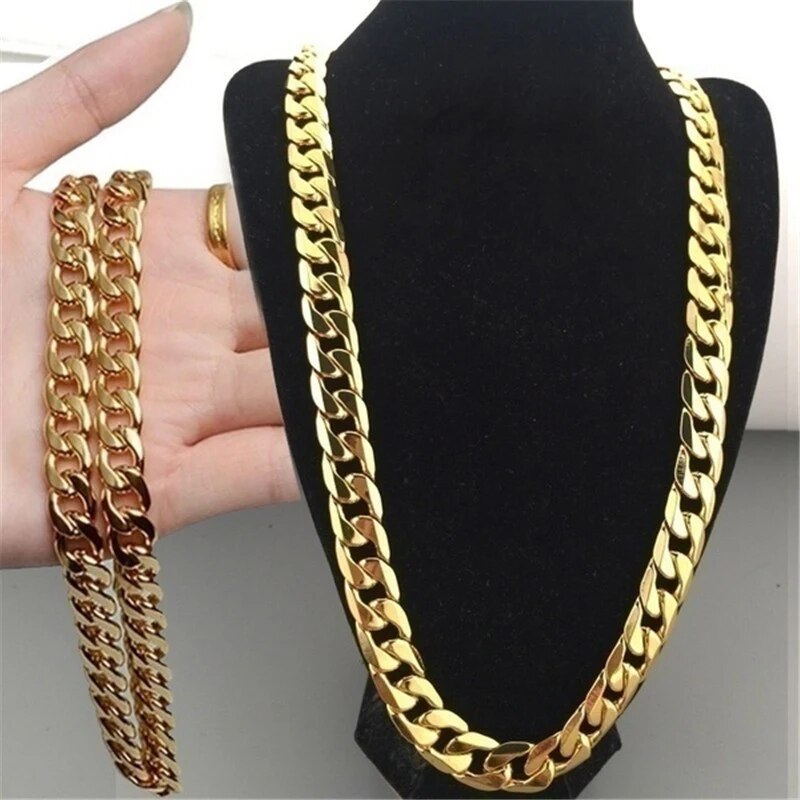 Collar clásico de cadena con cierre suave de para mujer, Collar de Color dorado, eslabón grueso, joyería Grunge, Steampunk para hombre: Color amarillo dorado claro