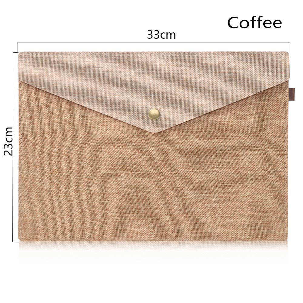 1PC Simple A4/A5 Big Capacity Document Bag Imitation Linen Canvas Felt File Bag Briefcase File Folders Office Supply: L coffee