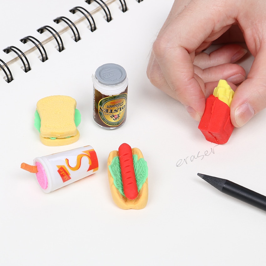 6 Teile/satz Nette Kawaii Hamburger essen Trinken Cola Gummi Radiergummi einstellen Schule Büro Löschen Liefert freundlicher