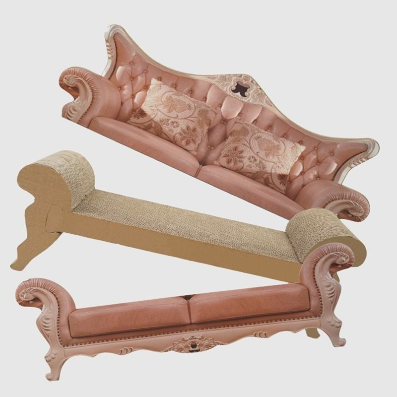 Canapé en bois massif rétro ondulé pour chat, planche à gratter remplaçable et amovible, litière pour chat, griffe de broyage, jouet pour chat: Sofa replacement cor
