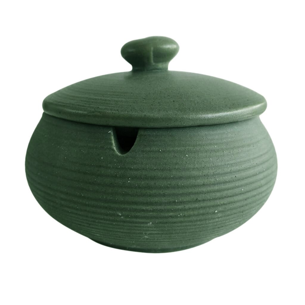 Cenicero de cerámica de Color sólido con tapa y tanque de agua: Light Green