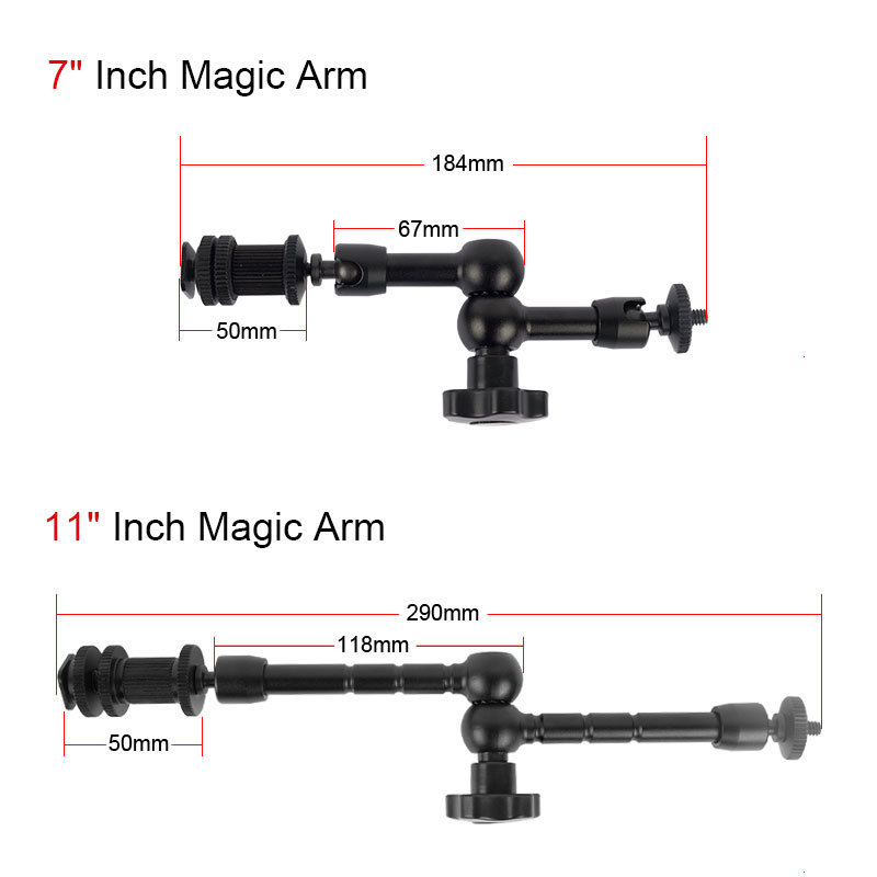 7 / 11 Inch Adjustable Friction Articulating Magic Arm + Super Clamp Crab Clip for DSLR LCD Monitor LED Light Camera Accessories