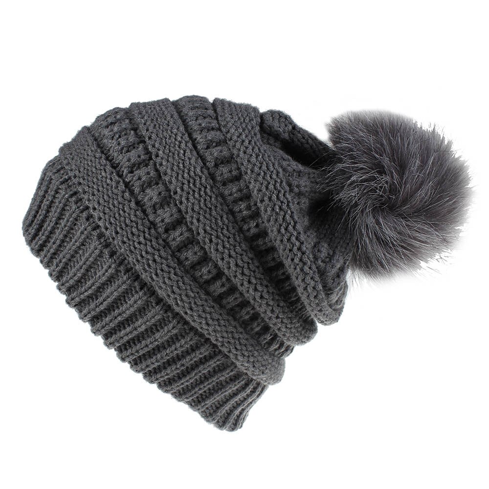 hats for women beanies Winter Wool Ball Hat Women's Knitting Hats Casual Caps Keep Warm Women Turbans: grey