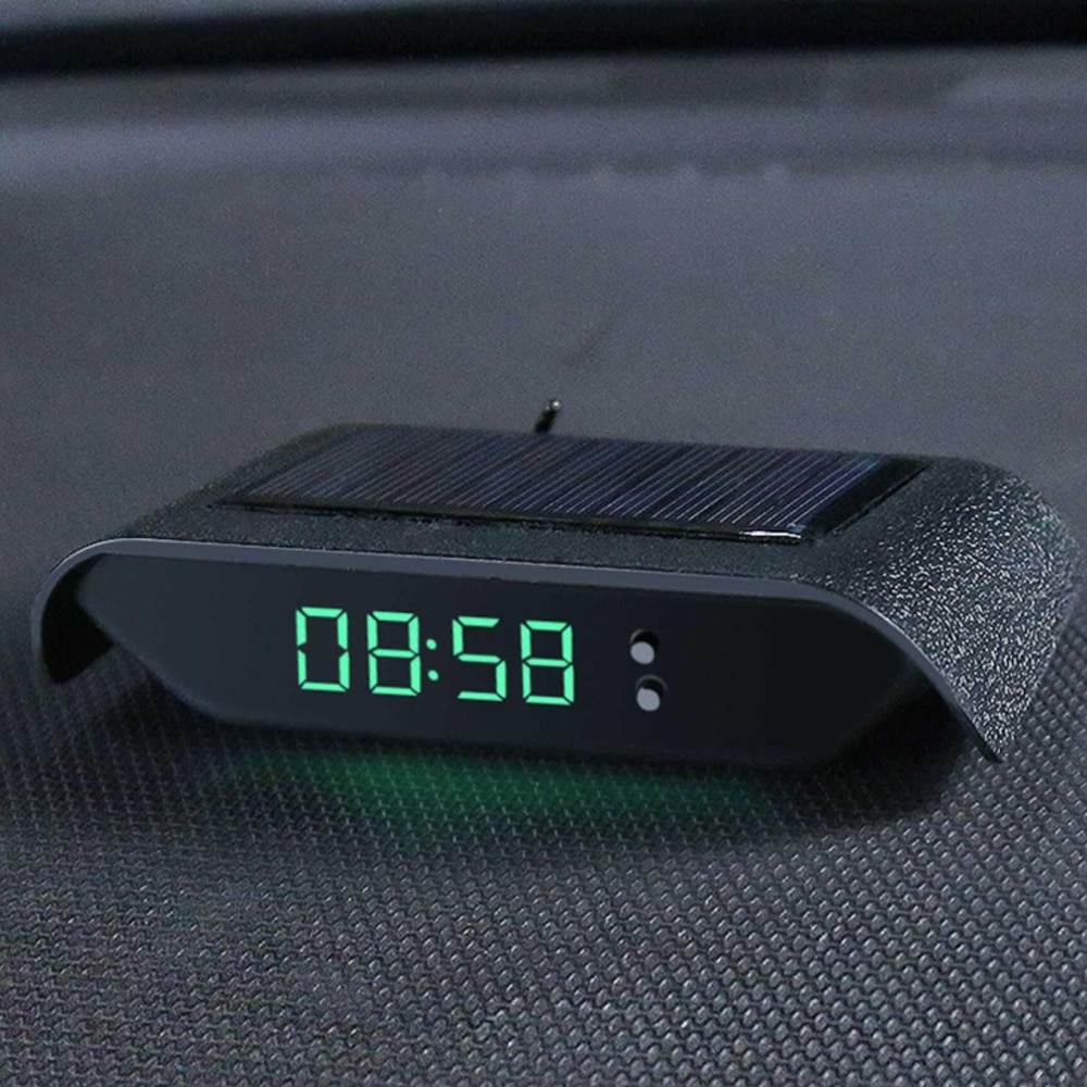 Automotive Digital Clock With Backlight Solar Luminous Display High Temperature Resistant Durable 24-Hour Solar Electronic Clock