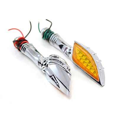 2x Chrom Schädel Geister Blinker Motorrad LED Blinker Licht für Harley Zerhacker Suzuki Honda Yamaha Universal-: Chrom Gelb hell
