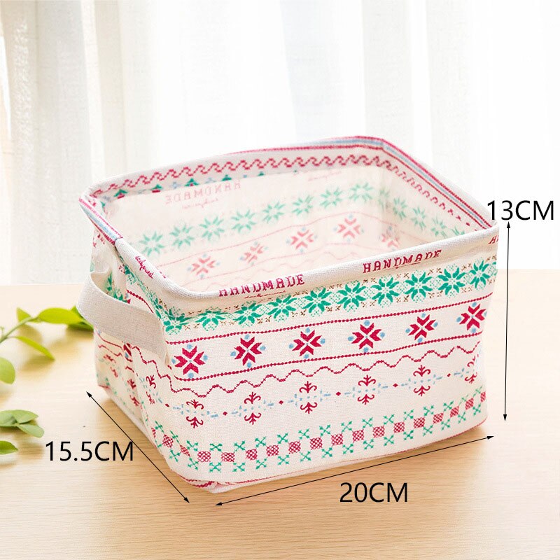 Linen Desktop Storage Basket Sundries Toy Storage Box Organizer Cosmetic Book Organizer Home Office Stationery Container Basket: 19