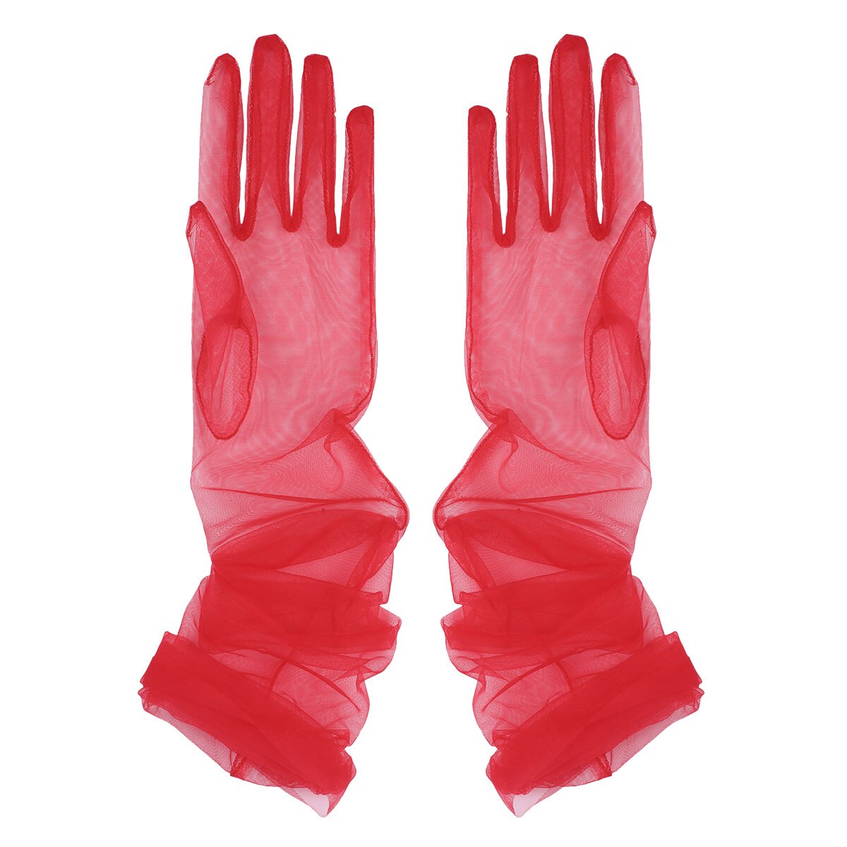 Elegantes guantes largos de tul transparente para mujer, guantes largos sexis de dedo completo para boda y , accesorios para damas de fotografía: Red