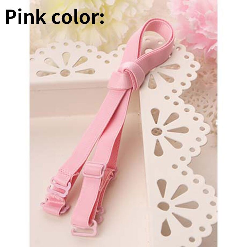 Colored Underwear Adjustable Removable Shoulder Elastic Accessories Bra Straps For Bra 1.0cm Width 10mm Non-Slip: Pink color