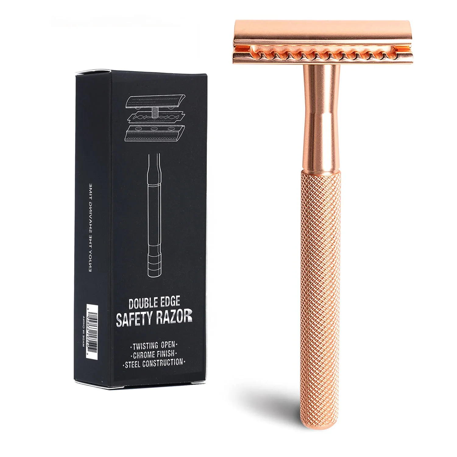 Afeitadora masculina de acero inoxidable, maquinilla de afeitar de seguridad con mango ponderado, recambios de cuchillas de doble filo, maquinilla de afeitar de una sola hoja para hombres