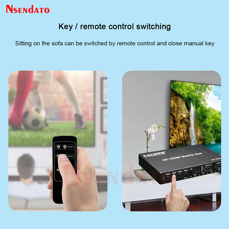 2x4 HDMI Matrix Switch 4K 60Hz HDMI Matrix 2 in 4 out Matrix HDMI Switch Splitter Audio Extractor voor Dolby PC naar TV Monitor