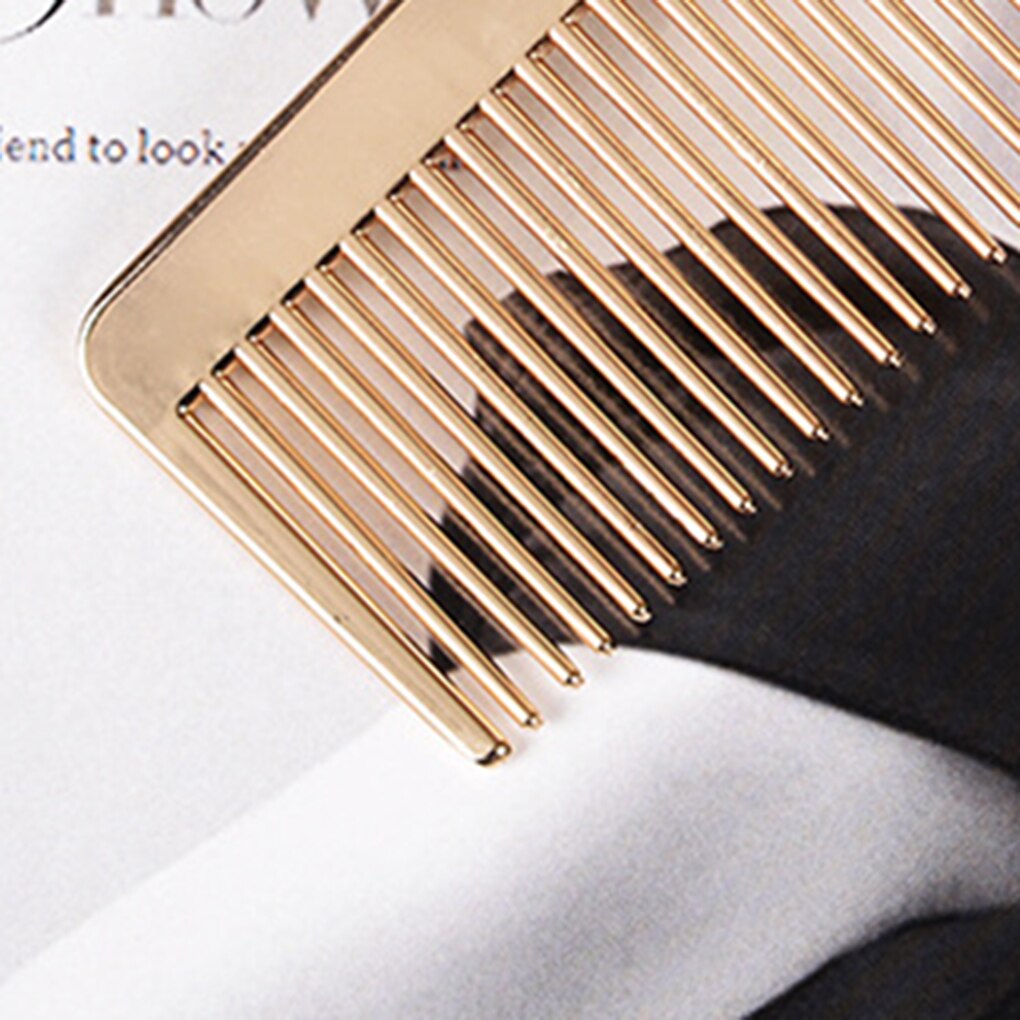 Peine de aleación de dientes finos de Metal dorado para hombres y mujeres, cepillo de pelo de bolsillo de peluquería, peine con dientes finos para el cuidado del cabello portátil de buena