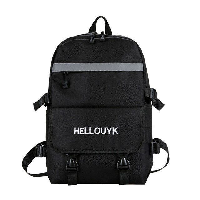 Canvas laptoprugzak ,16 inch schooltas voor tieners, grote reistas met reflecterende strip: Zwart