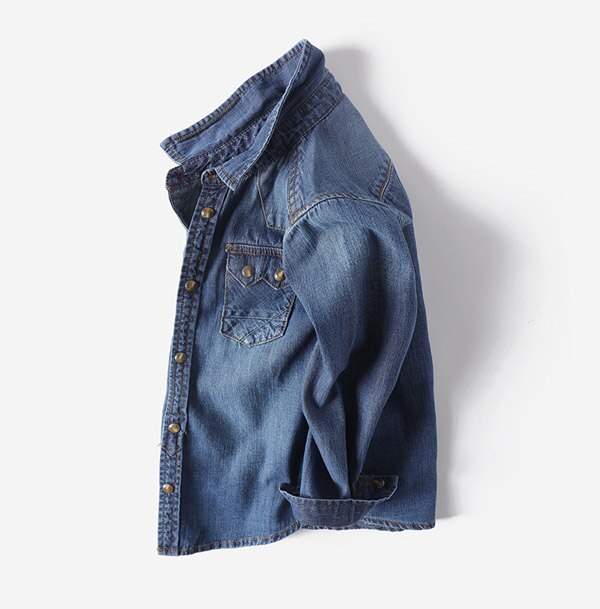 Kinderkleding jongen lange mouwen denim shirt katoen 3-14 jaar