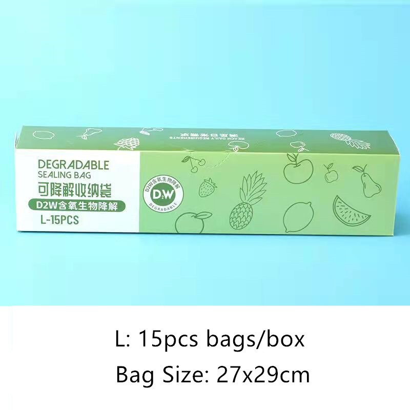Eco Friendly Reusable PE Ziplock Bag Freezer Food Storage Bag Fresh Shut Saran Wrap Plastic Bags Leakproof Top Kitchen Organizer: L-15pcs-with box