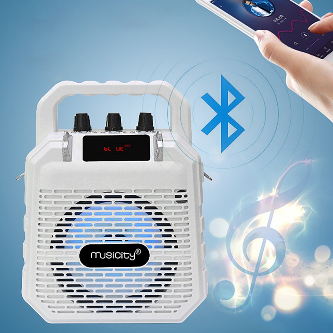 Itechor Kinderen Portable Bluetooth Speaker Draadloze Luidspreker Mini Karaoke Machine Karaoke Spelers Home Audio & Video-Wit