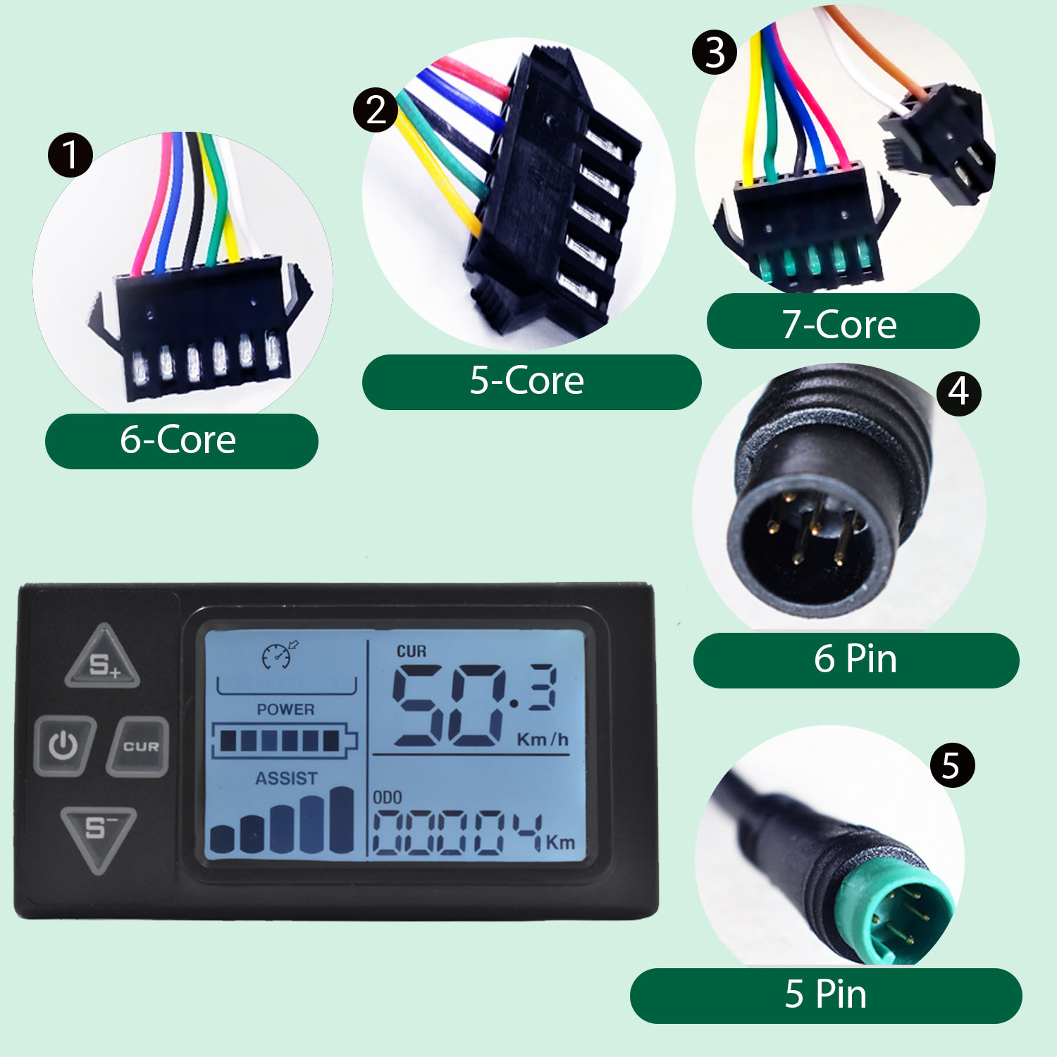 S861 Mountain UART2 Electric Bicycle Waterproof Assembly Parts Waterproof 24V/36V/48V Bicycle Speedometer Bike Computer Ebike