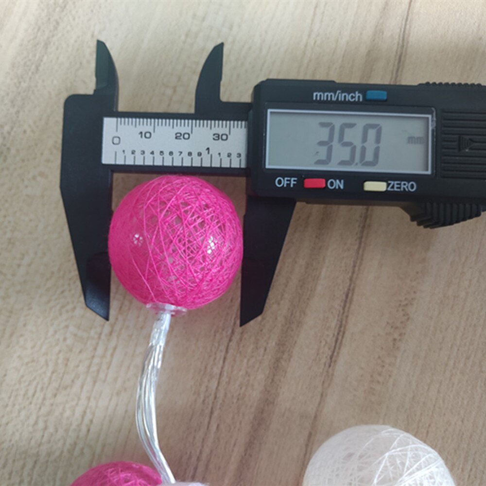 Guirnalda de bolas de algodón para decoración navideña, 20 luces LED de 2,2 M, 3,5 CM de diámetro, lámpara de cama para casa, de boda y vacaciones