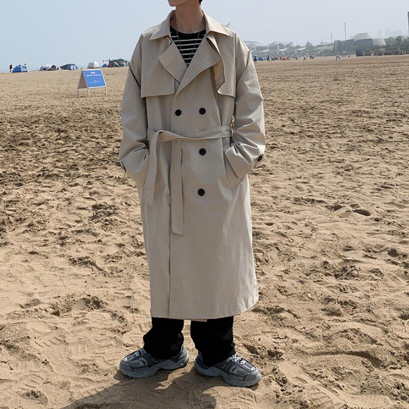 Koreaanse Stijl Trenchcoat Mannen Mode Casual Oversize Lange Jas Mannen Streetwear Losse Windjack Heren Overjas S-5XL