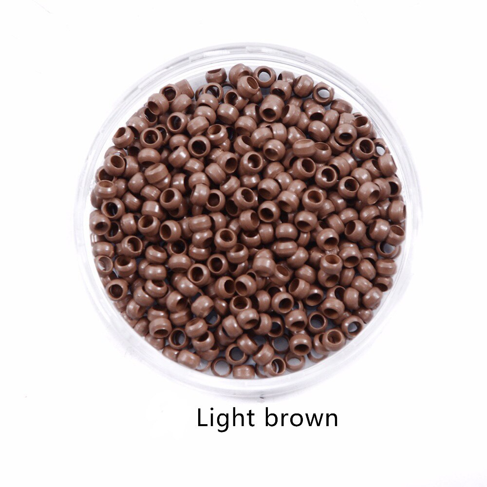 1000 pièces/bouteille Micro Nano anneaux 2.5mm liens perles Silicone matériel adapté pour Extensions de cheveux sans bavure: Light brown