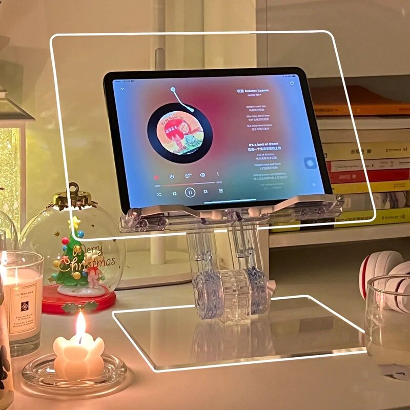 Étagère transparente en acrylique pour livre de lecture, support plat réglable pour tablette et PC
