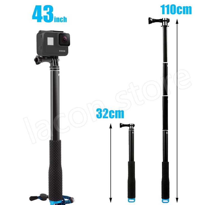 Selfie stick uttrekkbar håndholdt monopod for gopro hero 10 9 8 7 6 5 gopro max osmo action insta 360