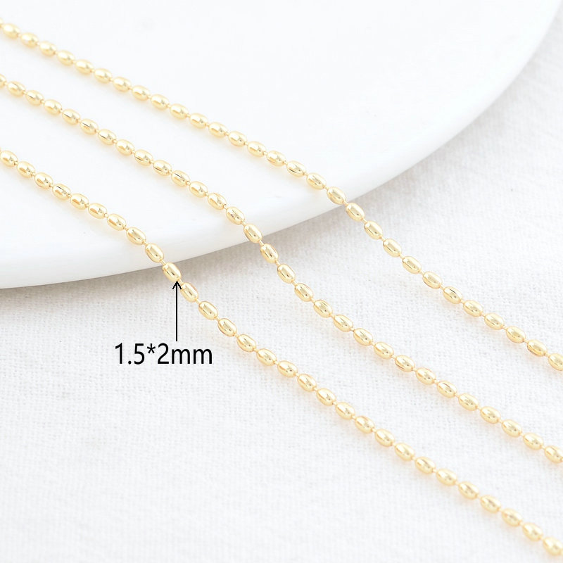 2 Meter 14K Goudkleurig Geplateerd Messing Hart Ovale Vorm Ketting Kettingen Sieraden Accessoires: Blauw