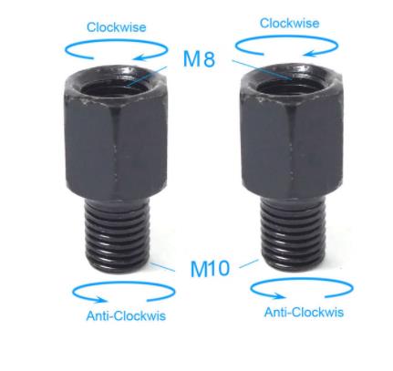 Paar Zwarte Motorfiets Spiegel Adapters M10 10Mm M8 8Mm Achteruitkijkspiegel Spiegels Conversie Bolt Rechtsom Anti-Klok Rechts links Draad: Blauw