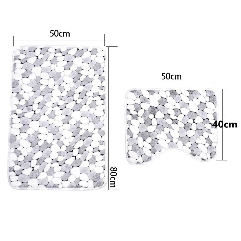 Baderomsmatter antiskli baderomsmattesett korallfleece gulv badematte vaskbare baderom toaletttepper absorberende teppetilbehør: 2 stk