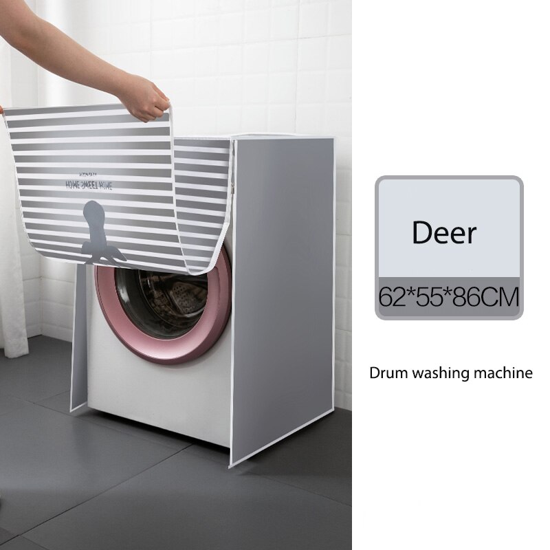 Top / front peva solbeskyttelse støvtæt dæksel vaskemaskine betræk vandtæt etui vaskemaskine beskyttende støv vismoore: Forhjorte