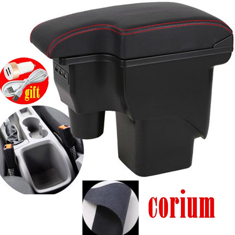 Für Ford Fokus 2 armlehne Kasten mk2 Auto zubehör nterior nachrüsten teile Ford Fokus 2 Auto Armlehne Kasten Zentrum Speicher Kasten USB: rot Linie corium