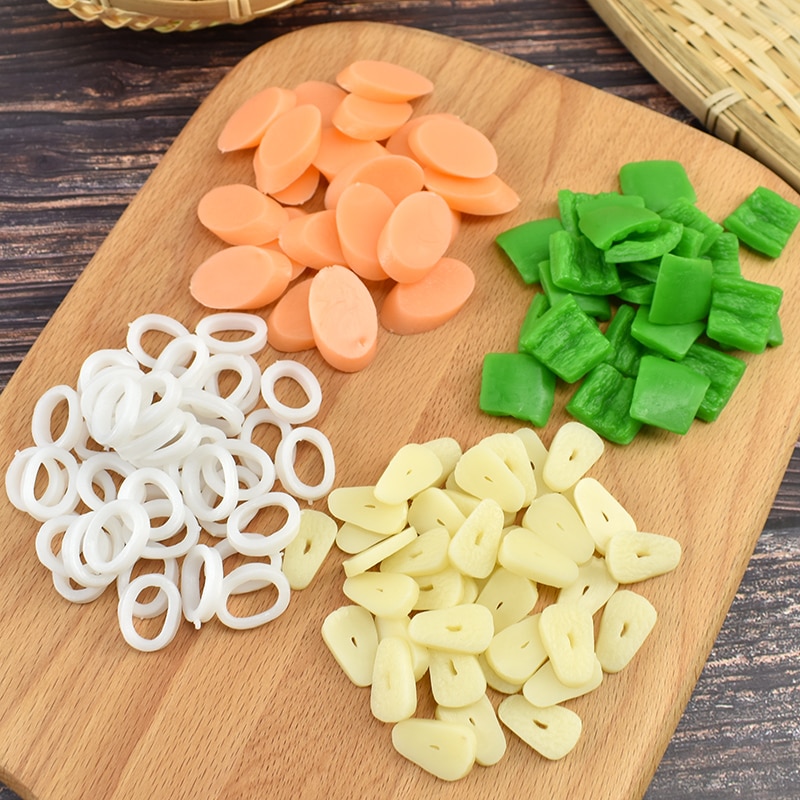 20 stk / pakker simulering vegetabilsk skiver peber skinke hvidløg blæksprutte ring modeller bryllup hjem restaurant køkken haveindretning mad