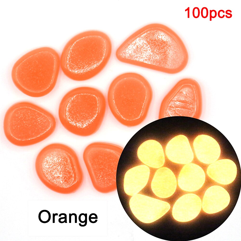 100 stuks glow in the dark tuinkiezels, lichtgevende stenen, stenen voor looppaden, tuinpaden, patio's, gazons, tuindecoratie, lichtgevende stenen: Oranje