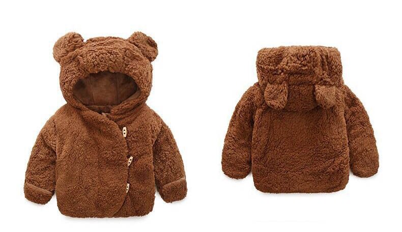 warme Baby Mantel Herbst Winter freundlicher Kleidung Nette Mit Kapuze Jacken Mädchen Jungen Vlies Karikatur Bär Kleinkind zur Seite fahren Hoodies