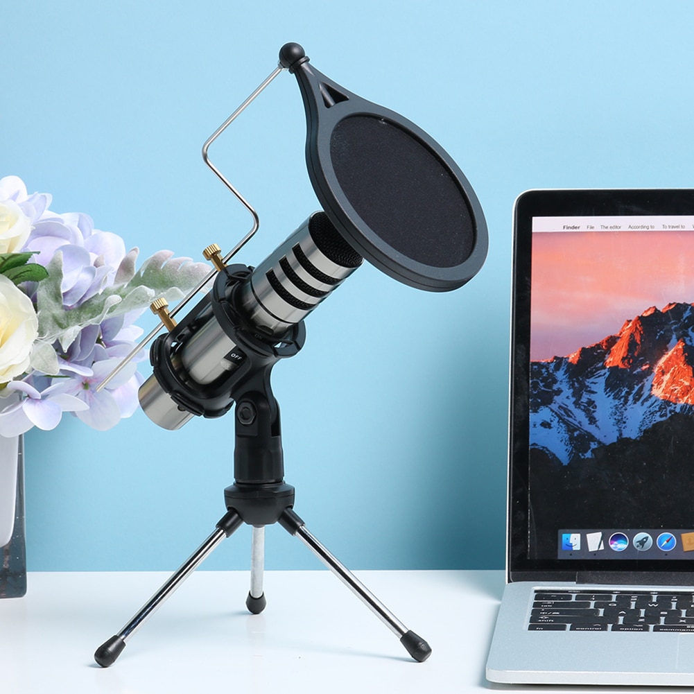 ALLOYSEED 3.5mm Pro Studio Online Sound Recording Condenser Microphone for Computer Phone Chatting Gaming Podcast Recording
