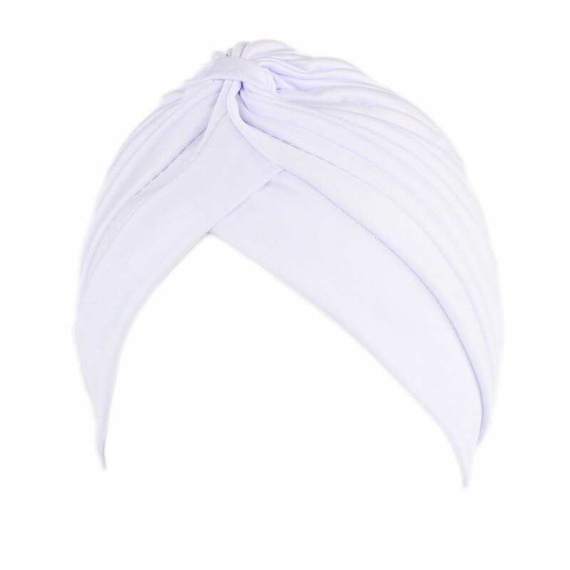 Plain Solid Hair Cap Turban Head Wrap Band Hat Bandana Hair Cap Sleeping Night Cap Hair Styling Accssories For Women: White