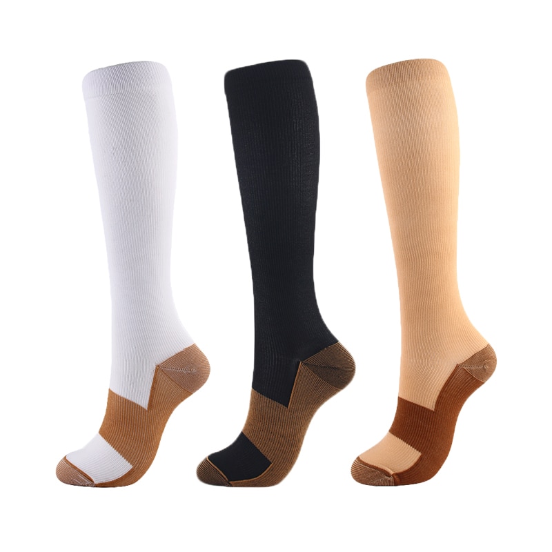 Unisex kompressionsstrumpor nylon spell färg höst vinter förhindra åderbråck knähögt stöd stretch 15-20 mmhg