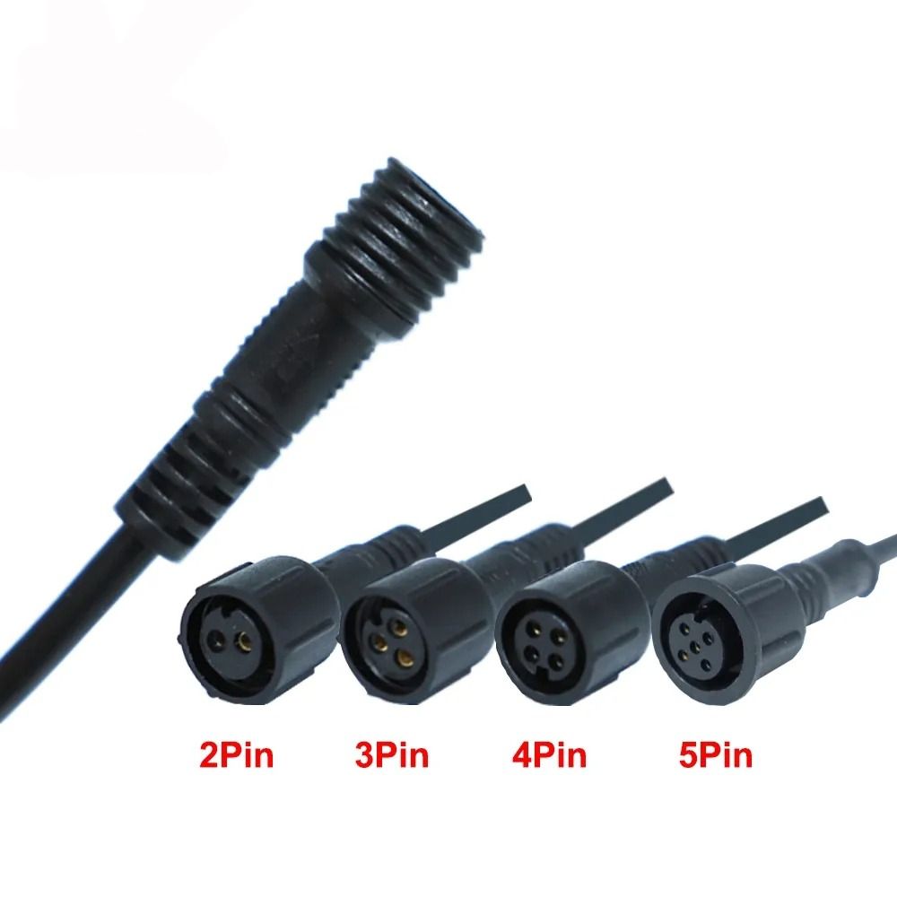2Pin 3Pin 4Pin Male to Female Led Connector IP67 20CM Waterproof Wire Led Connector Black Cable 2Pin 3Pin 4Pin Jack